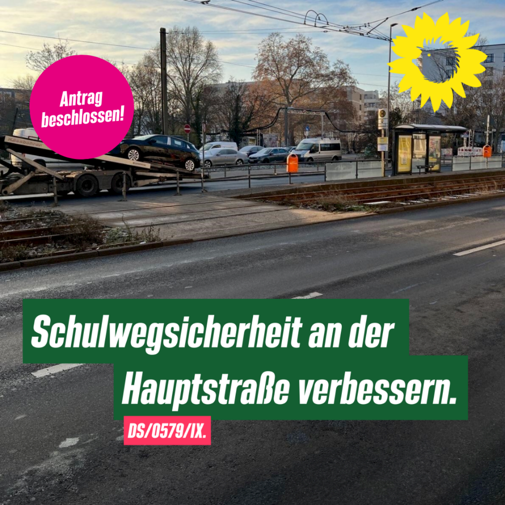 Aufnahme von einem ungesicherten Übergang an der Hauptstraße