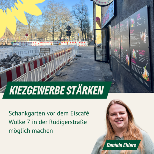 ein Straße, rote-weiße Absperrbarken, ein Gehweg, Porträt von Daniela Ehlers