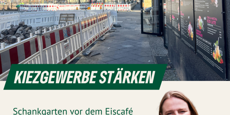 ein Straße, rote-weiße Absperrbarken, ein Gehweg, Porträt von Daniela Ehlers