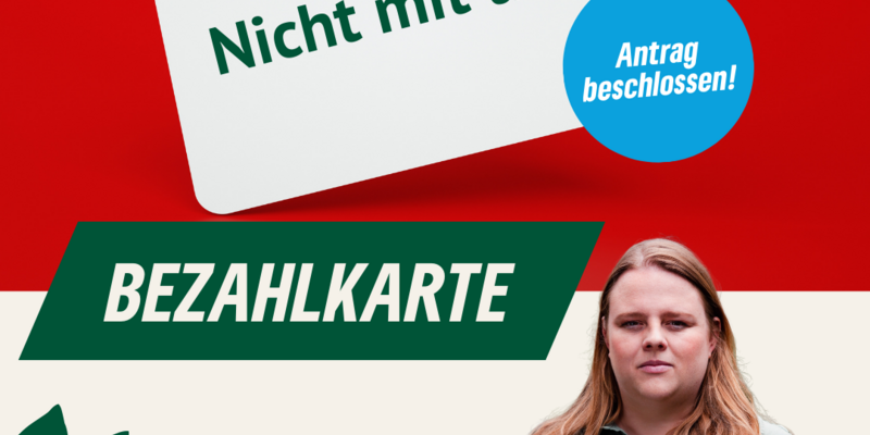 Weiße Scheckkarte mit der Aufschrift: Nicht mit uns!