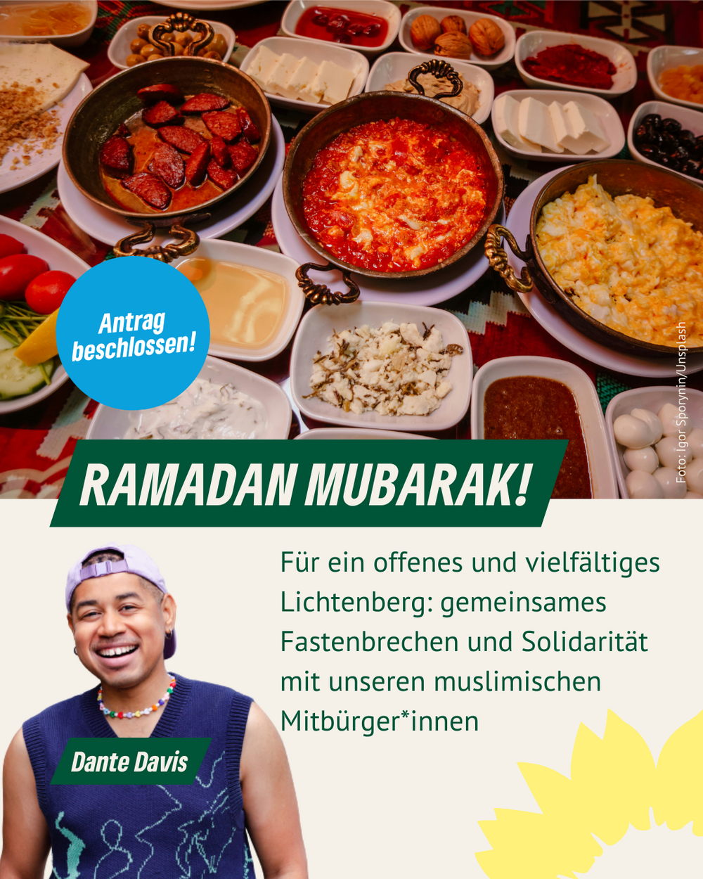 Ein Speisenbuffet, Porträt von Dante Davis