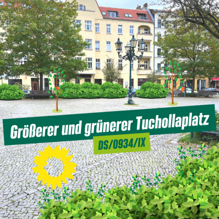 Tuchollaplatz begrünt mit grafischen Elementen