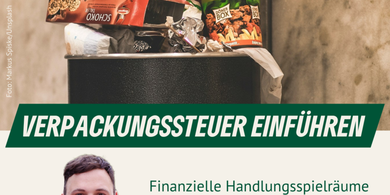 Ein Mülleimer, der vor Einwegverpackungen überquillt, Porträt von Philipp Ahrens